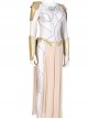 Eternals Thena Beige Battle Suit Design Combination 2 Halloween Cosplay Costume Golden Handguards