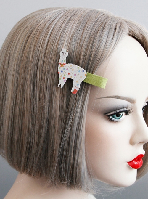 Personality Fun Fashion Cartoon Alpaca Cute Female Child Green Hairpin