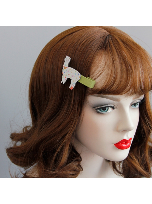 Personality Fun Fashion Cartoon Alpaca Cute Female Child Green Hairpin