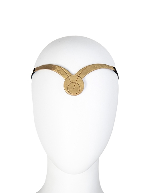 Eternals Thena Beige Battle Suit Design Combination 2 Halloween Cosplay Costume Bronze Forehead Decoration