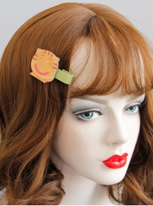 Girl Fashion Funny Cartoon Cute Little Yellow Cat Green Hairpin