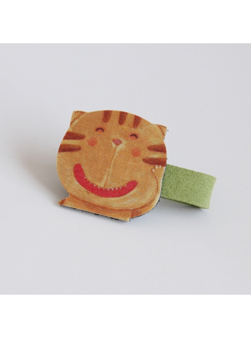 Girl Fashion Funny Cartoon Cute Little Yellow Cat Green Hairpin