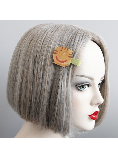 Girl Fashion Funny Cartoon Cute Little Yellow Cat Green Hairpin