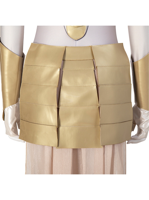 Eternals Thena Beige Battle Suit Design Combination 2 Halloween Cosplay Costume White Gloves