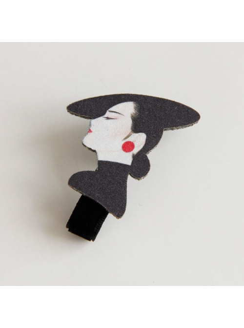 Fashion Creative Simplicity Black Retro Female Profile Face Duckbill Hairpin