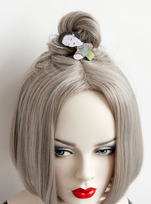 Personality Simplicity Creativity Retro Black Hair Eyes Closed Cheongsam Woman Duckbill Hairpin