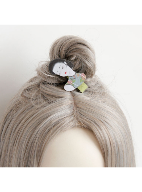 Personality Simplicity Creativity Retro Black Hair Eyes Closed Cheongsam Woman Duckbill Hairpin