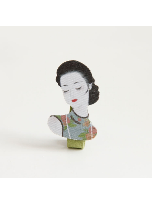 Personality Simplicity Creativity Retro Black Hair Eyes Closed Cheongsam Woman Duckbill Hairpin
