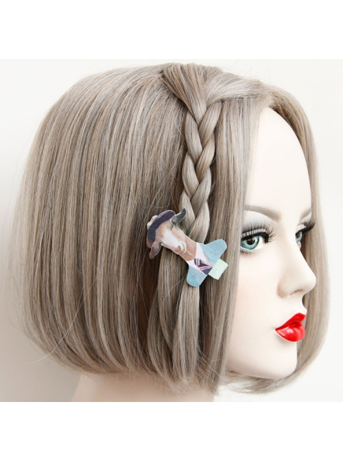 Retro Fashion Funny Fabric Cute Cartoon Hat Suit Giraffe Blue Hairpin