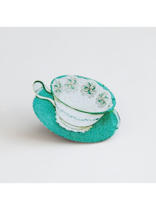 Creative Cute Fashion Retro Cartoon Green Teacup Cloth Female Brooch