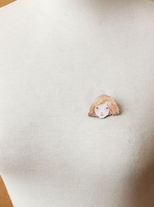 Fashion Festival Birthday Cartoon Yellow-Haired Girl Fabric Cute Child Baby Brooch