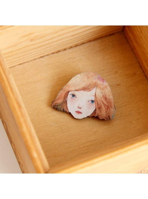 Fashion Festival Birthday Cartoon Yellow-Haired Girl Fabric Cute Child Baby Brooch