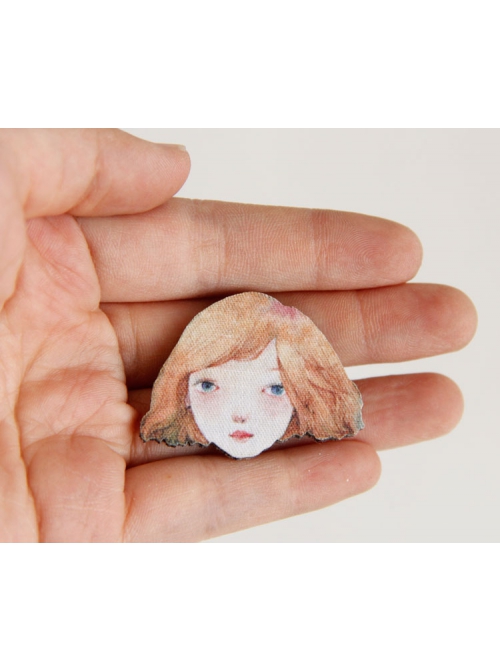 Fashion Festival Birthday Cartoon Yellow-Haired Girl Fabric Cute Child Baby Brooch