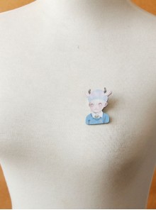 Cartoon Horns Elf Girl Cute Fashion Retro Fabric Simple Brooch