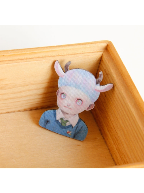 Cartoon Horns Elf Girl Cute Fashion Retro Fabric Simple Brooch