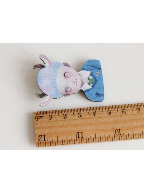 Cartoon Horns Elf Girl Cute Fashion Retro Fabric Simple Brooch