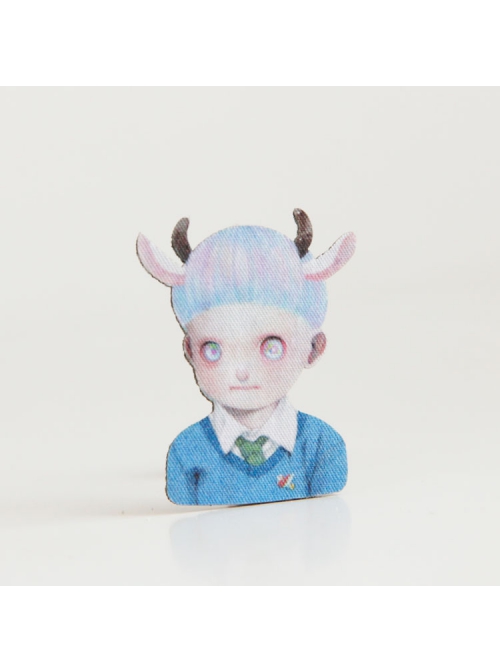 Cartoon Horns Elf Girl Cute Fashion Retro Fabric Simple Brooch