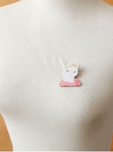 Simple Cute Fashion Cartoon Kimono Cat Children Girls Fabric Brooch
