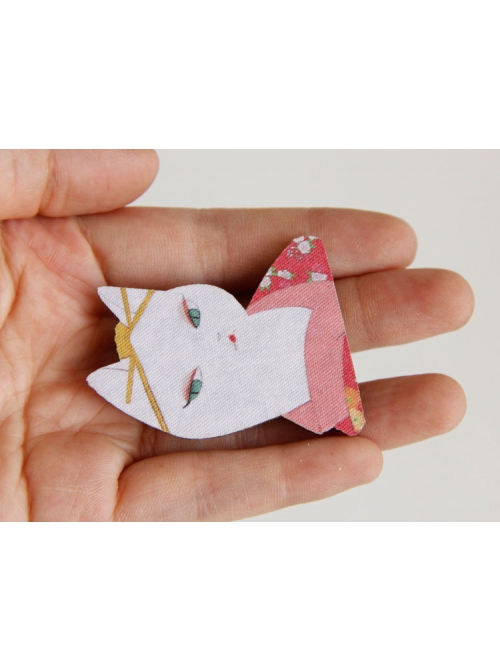 Simple Cute Fashion Cartoon Kimono Cat Children Girls Fabric Brooch