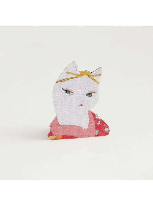 Simple Cute Fashion Cartoon Kimono Cat Children Girls Fabric Brooch