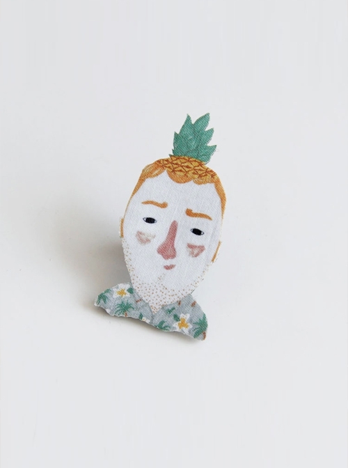 Fashion Trend Cute Personality Cartoon Pineapple Head Man Brooch