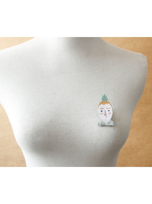 Fashion Trend Cute Personality Cartoon Pineapple Head Man Brooch