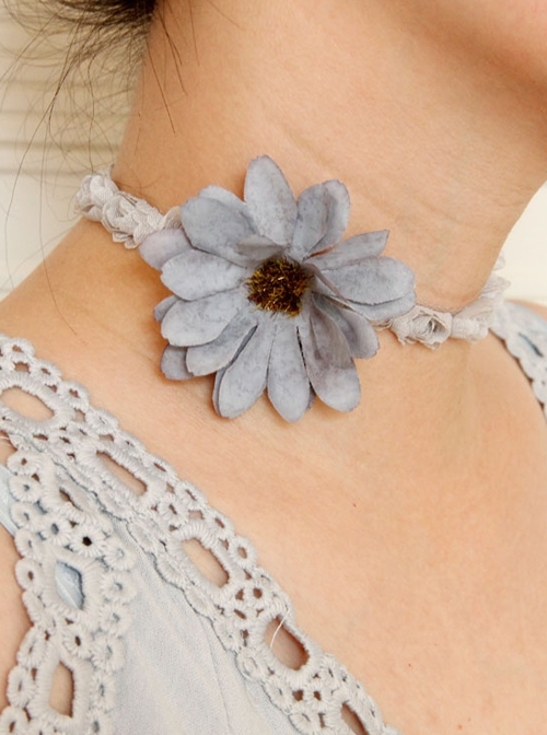 Fashion Leisure Gray Flowers Vacation Tourism Commemorative Female Choker
