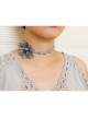 Fashion Leisure Gray Flowers Vacation Tourism Commemorative Female Choker