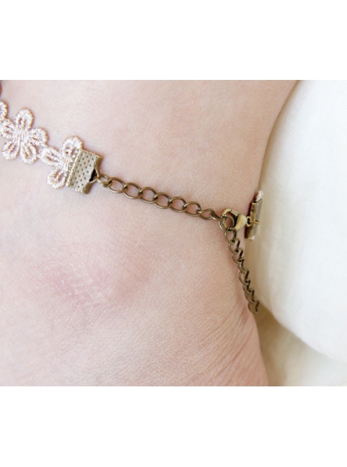 Lady Sweet Golden Lace Simulation Flower Fashion Fashion Anklet