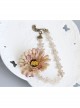 Fashion Retro Personality Pink Simulation Flower Golden Lace All-Match Female Short Necklace