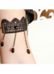 Creative Fashion Retro Gothic Black Tassel Lace Artificial Crystal Female Armband