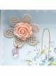 All-Match Retro Fashion Cute Golden Lace Pink Flowers Female Sweater Brooch