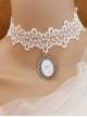 Fashion Retro Personality Elk Pendant Female White Lace Flower Creative Short Necklace