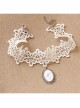Fashion Retro Personality Elk Pendant Female White Lace Flower Creative Short Necklace