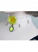 Retro Green Small Chrysanthemum Gemstone Pendant White Lace Tassel Fashion Female Short Necklace