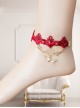 Love Letters Heart Wings Christmas Valentine'S Day Red Lace Retro Fashion Female Anklet