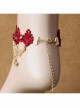 Love Letters Heart Wings Christmas Valentine'S Day Red Lace Retro Fashion Female Anklet