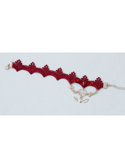 Love Letters Heart Wings Christmas Valentine'S Day Red Lace Retro Fashion Female Anklet