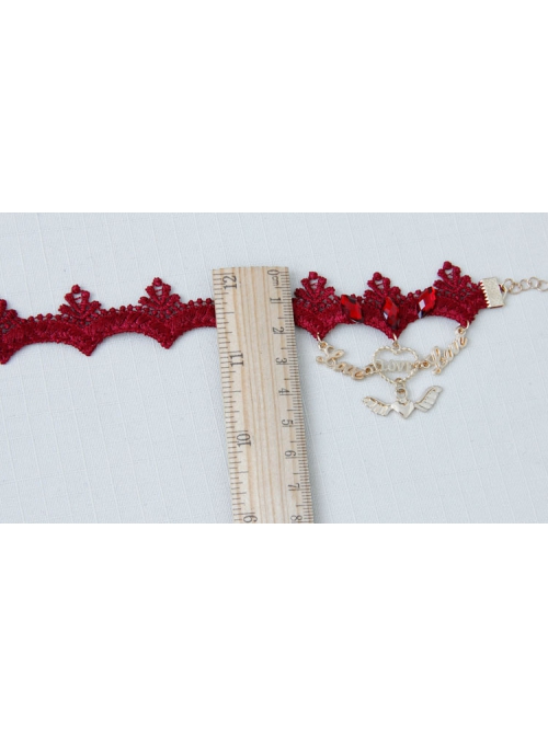 Love Letters Heart Wings Christmas Valentine'S Day Red Lace Retro Fashion Female Anklet