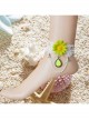 Sweet Retro White Lace Green Flowers Tassels Gemstone Pendant Women Fashion Anklet
