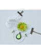 Sweet Retro White Lace Green Flowers Tassels Gemstone Pendant Women Fashion Anklet