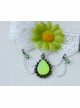 Sweet Retro White Lace Green Flowers Tassels Gemstone Pendant Women Fashion Anklet