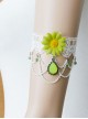 Fashion Retro Bride Green Flowers White Lace Tassels Gemstone Pendant Female Armband