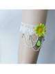 Fashion Retro Bride Green Flowers White Lace Tassels Gemstone Pendant Female Armband