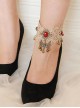 Palace Style Fashion Valentine'S Day Golden Lace Ruby Bells Retro Female Anklet