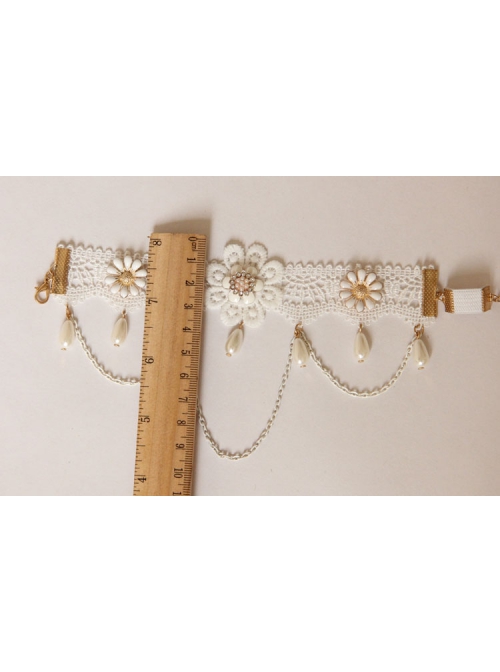 Lolita Baroque Fashion Retro White Lace Married Flower Pearl Tassel Female Armband