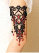 Gothic Punk Retro Fashion Black Lace Ruby Tassel Wide Female Armband