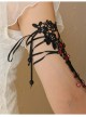 Gothic Punk Retro Fashion Black Lace Ruby Tassel Wide Female Armband
