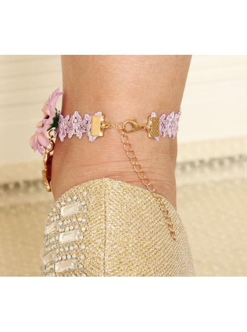Fashion Leisure Starfish Purple Daisy Flowers Lace Seaside Tourism Beach Female Anklet
