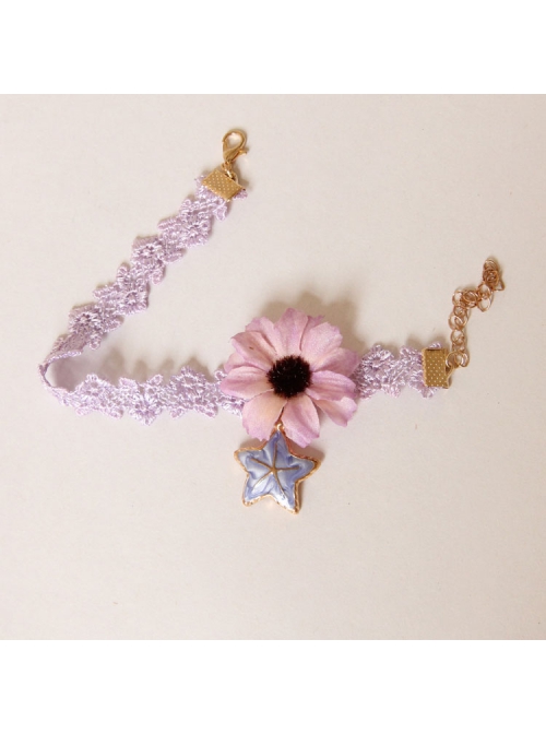 Fashion Leisure Starfish Purple Daisy Flowers Lace Seaside Tourism Beach Female Anklet